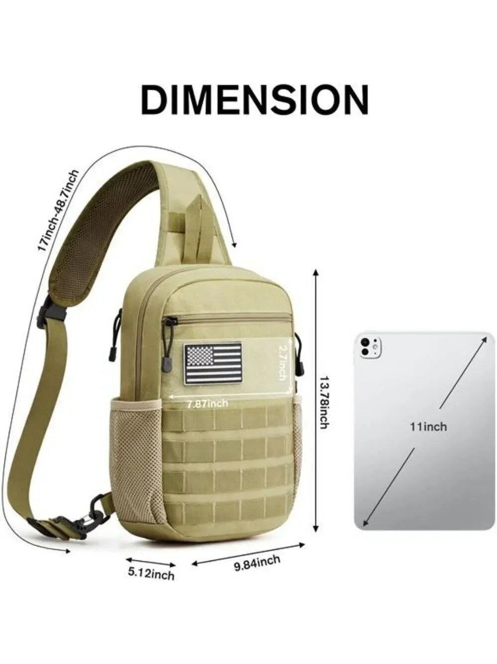Tactical Sling Backpack Small Shoulder Bag for Hiking Travel Outdoor Sports